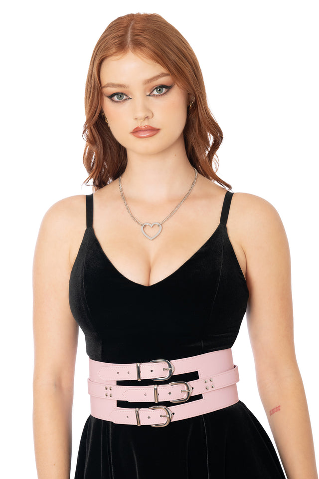 Pastel Pink The Offsider Triple Buckle Belt