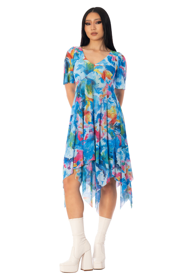 State of Mind Handkerchief Short Sleeve Dress