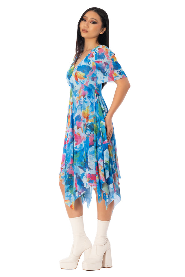 State of Mind Handkerchief Short Sleeve Dress