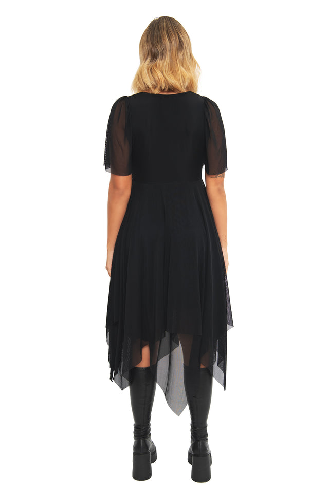 Black Handkerchief Short Sleeve Dress