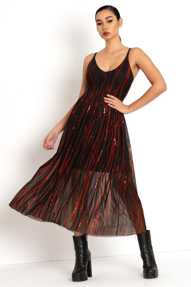 Blood All Over Me Sheer Midaxi Dress