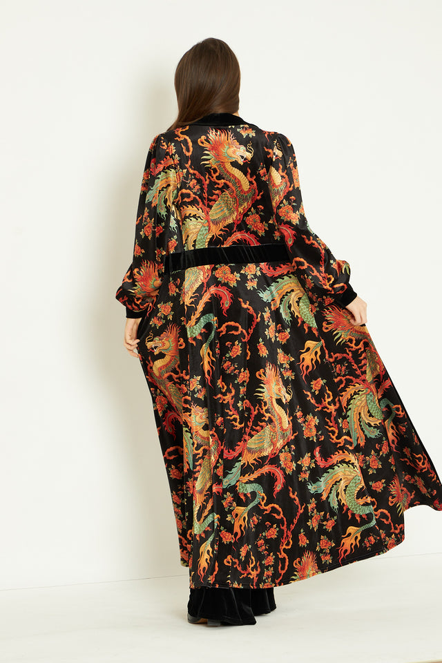 Dragon Rising Velvet Maxi Jacket
