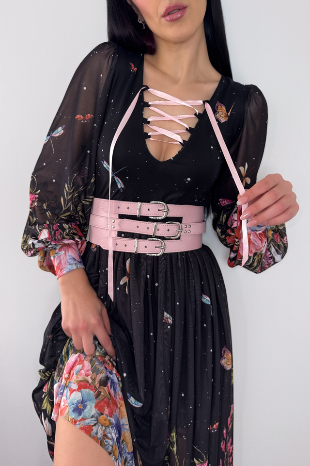 Fairytale Floral Sheer Bishop Maxi Dress
