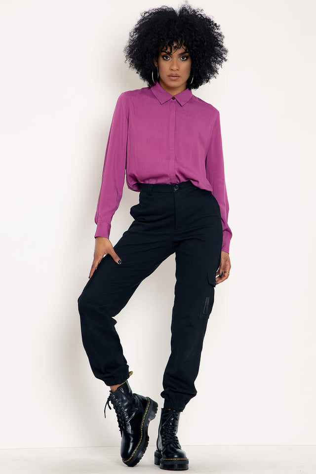 Fuchsia Button Me Up Shirt