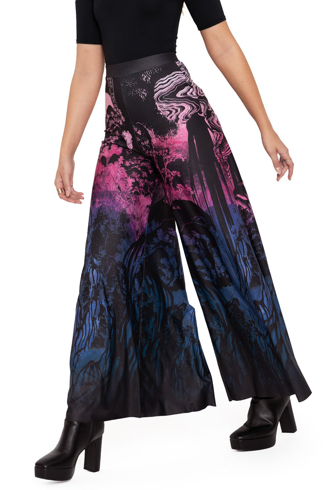 hokusais waterfalls palazzo pants side  