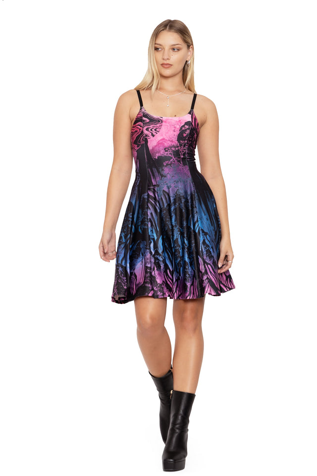 BlackMilk Clothing - hokusais waterfalls scoop neck strappy longline dress