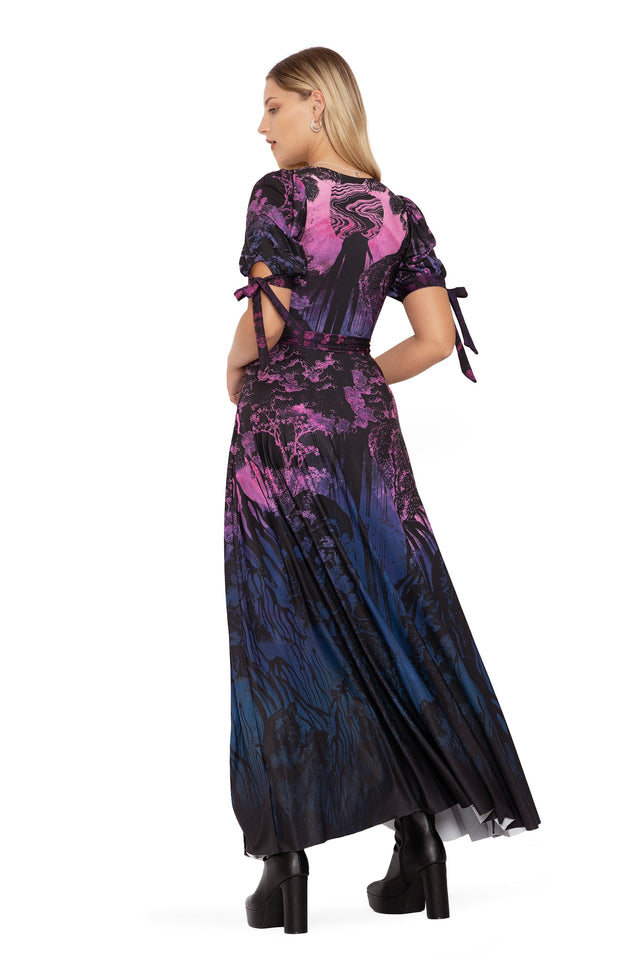 BlackMilk Clothing - hokusais waterfalls wrap maxi dress