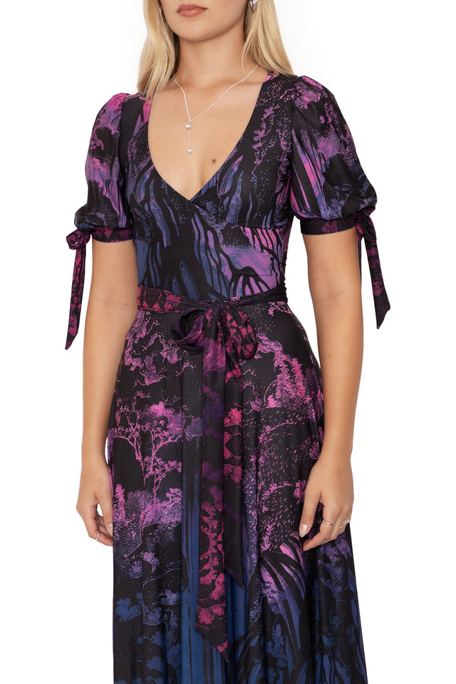 Hokusai's Waterfalls Wrap Maxi Dress - Limited BlackMilk Clothing Hokusai's Waterfalls Wrap Maxi Dress - Limited BlackMilk Clothing