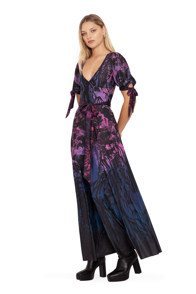 BlackMilk Clothing - hokusais waterfalls wrap maxi dress