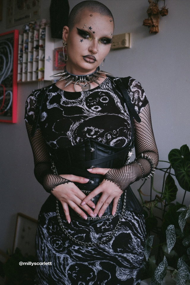 Death Stench Carnival Sheer Short Sleeve Column Maxi Dress
