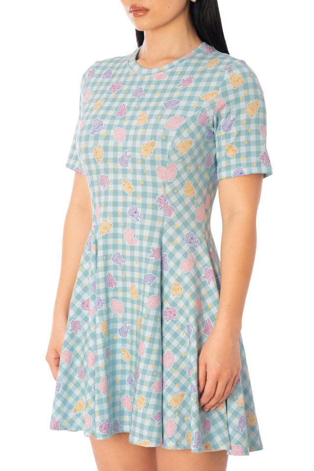 Additional product photograph 5 of the League of Legends K/DA x BlackMilk oversized black cotton tee dress featuring cute mascot symbols for Ahri, Akali, Evelynn and Kai’Sa.