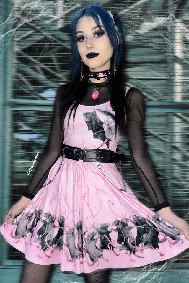 Maypole Mice Scoop Skater Dress - Limited BlackMilk Clothing Maypole Mice Scoop Skater Dress - Limited BlackMilk Clothing