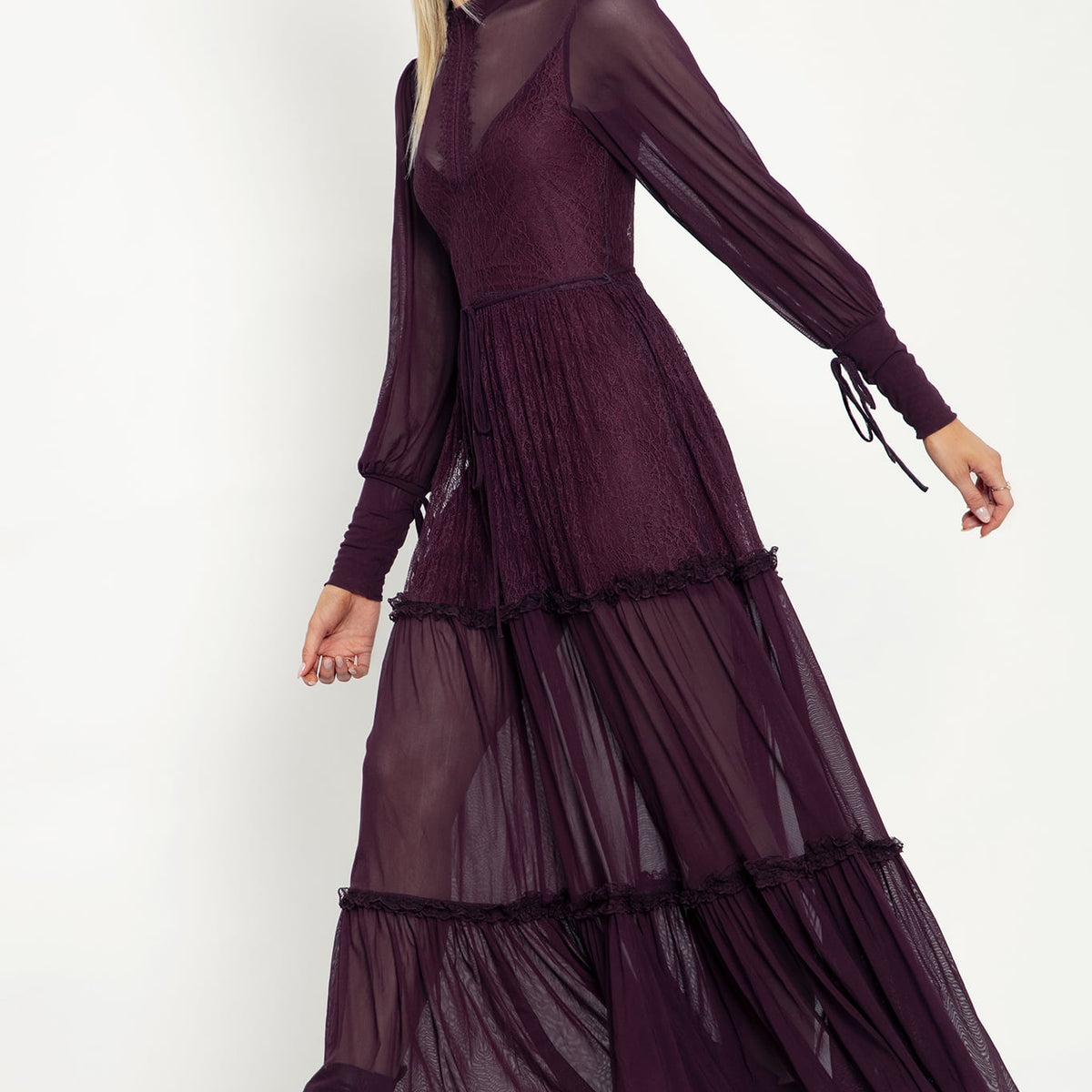 Midnight Ritual Wine Sheer Maxi Dress BlackMilk Clothing — free download