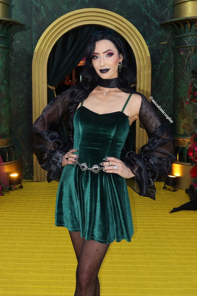 Emerald Velvet Sweetheart Mini Dress