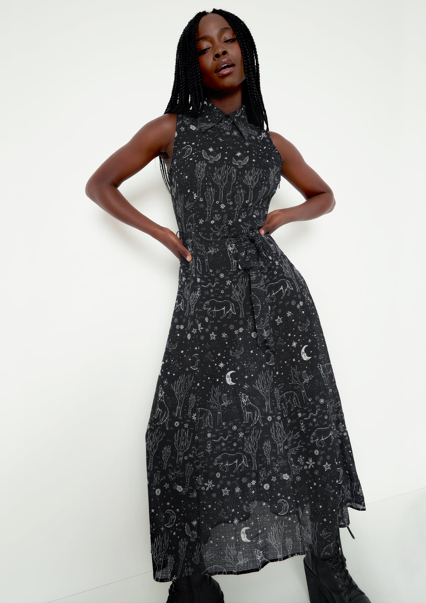 Nocturnal Maxi Shirt Dress BlackMilk Clothing — free download