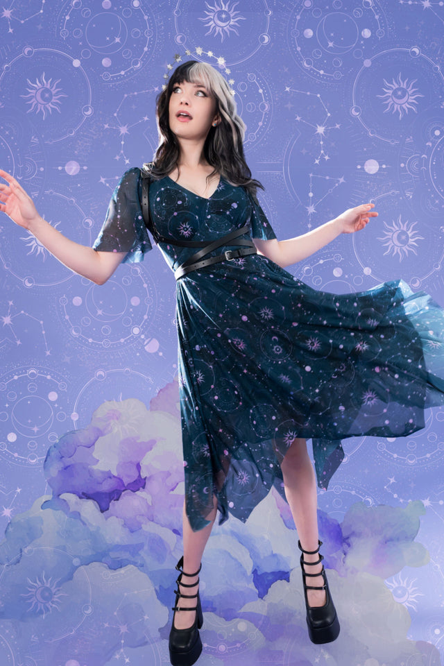 Obsidian Handkerchief Short Sleeve Dress - Limited BlackMilk Clothing Obsidian Handkerchief Short Sleeve Dress - Limited BlackMilk Clothing