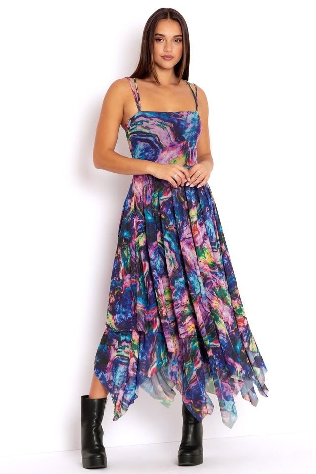 Oyster Shell Layered Handkerchief Dress