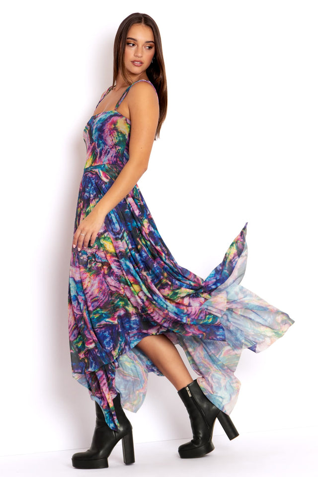 Oyster Shell Layered Handkerchief Dress