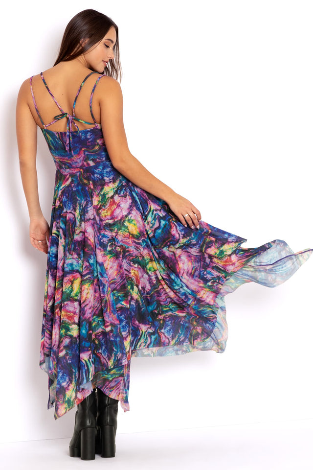 Oyster Shell Layered Handkerchief Dress