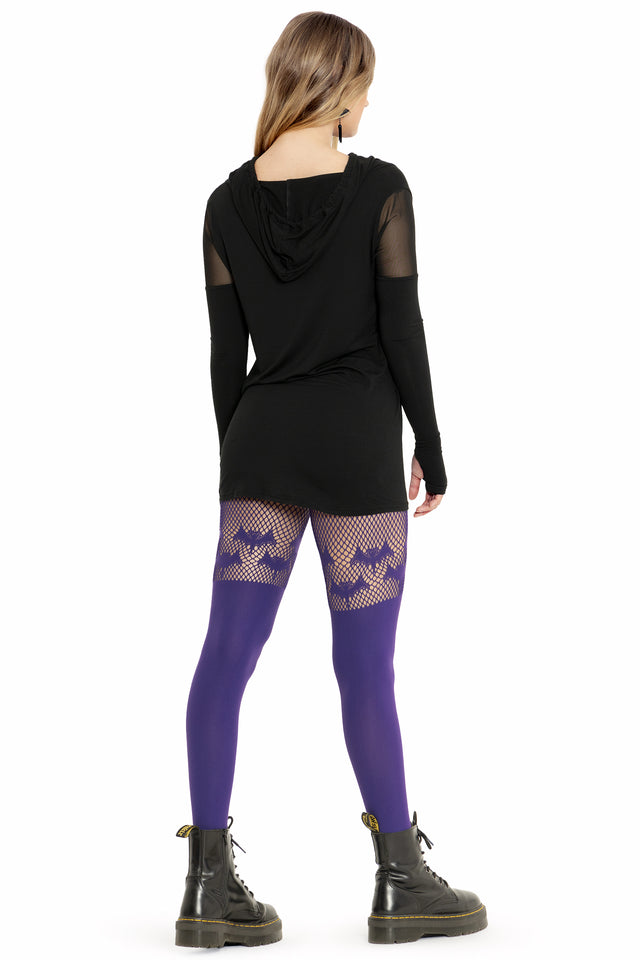 Bats Purple Suspender Hosiery