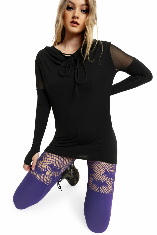 Bats Purple Suspender Hosiery