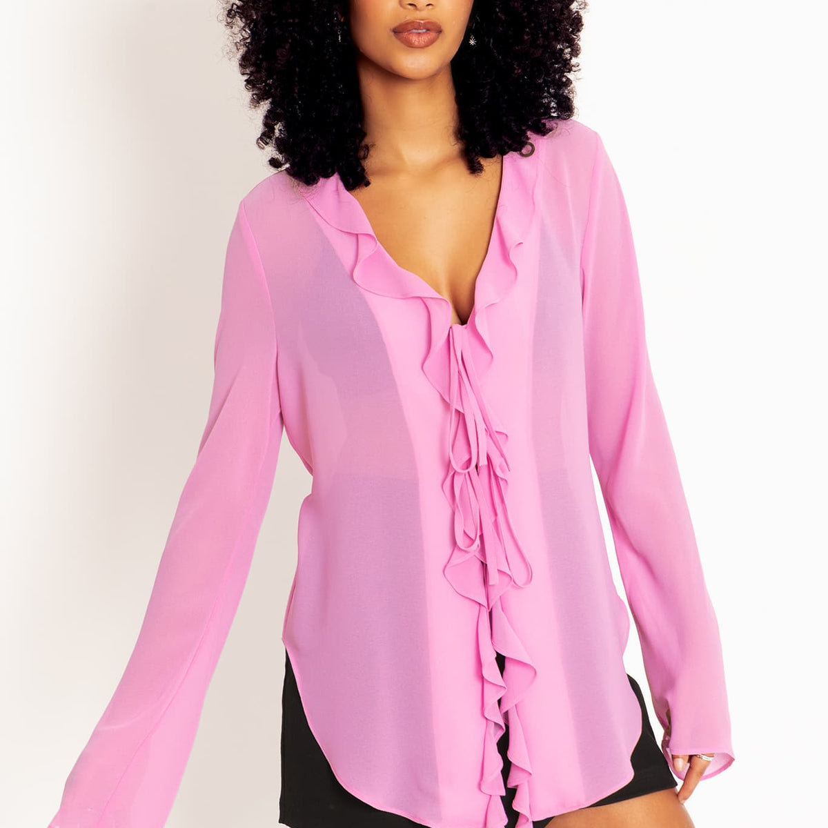 Sakura Sheer Ruffle Top Limited BlackMilk Clothing — free download
