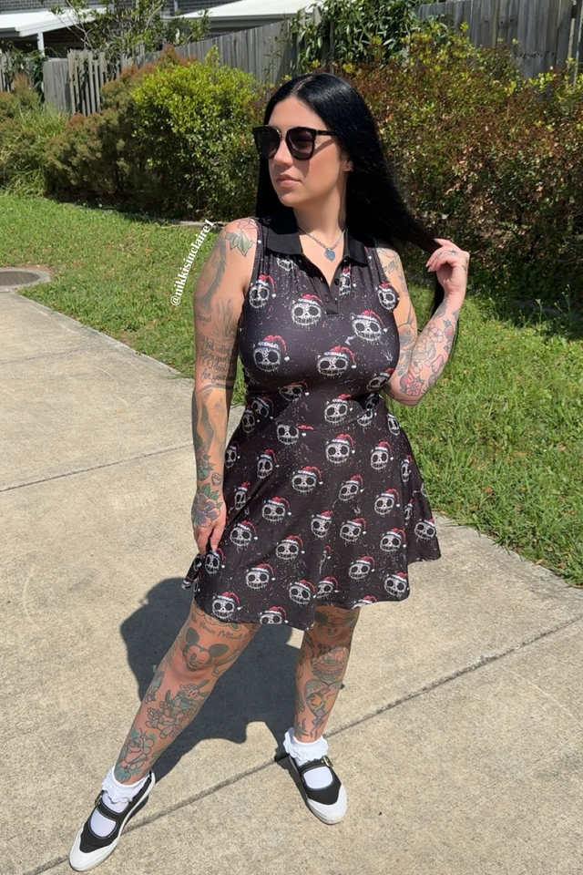 Blackmilk | Santa Claws Polo Skater Dress | Black | S Blackmilk | Santa Claws Polo Skater Dress | Black | S