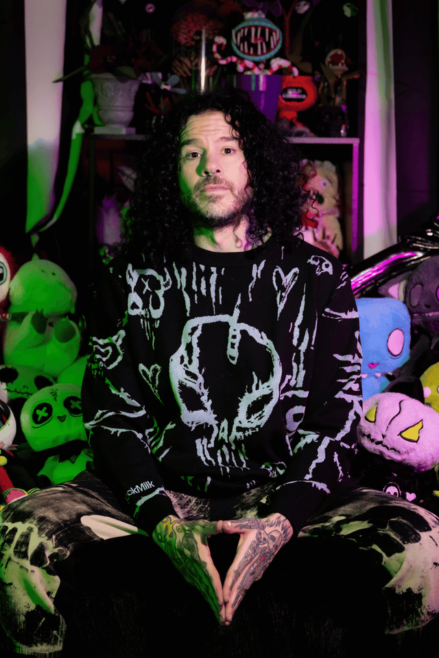 Skulls Oversized Crew Knit Sweater