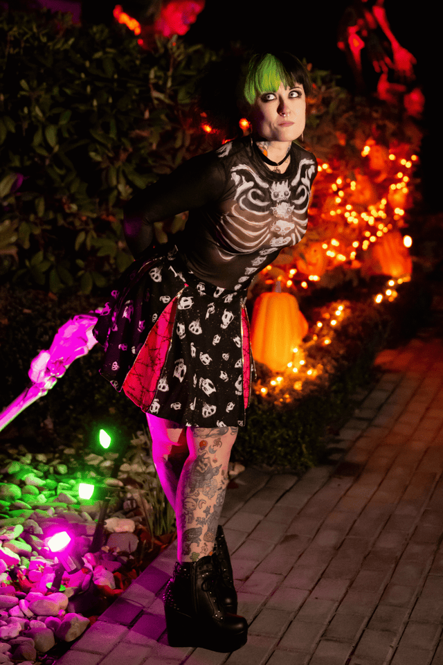 Skulls Sheer High Neck Long Sleeve Top