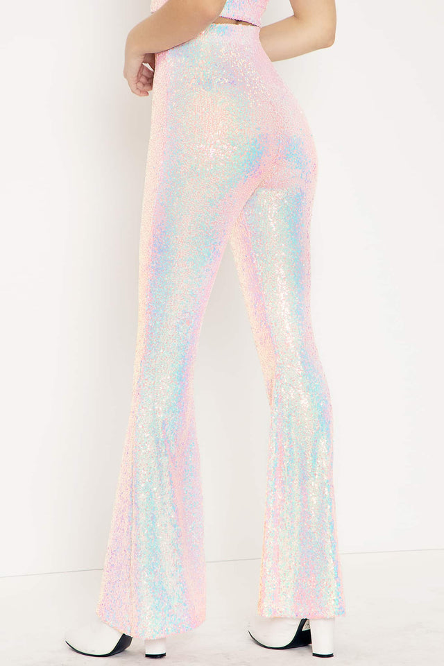 Sparkle Sparkle Pink Sequin Flare Pants