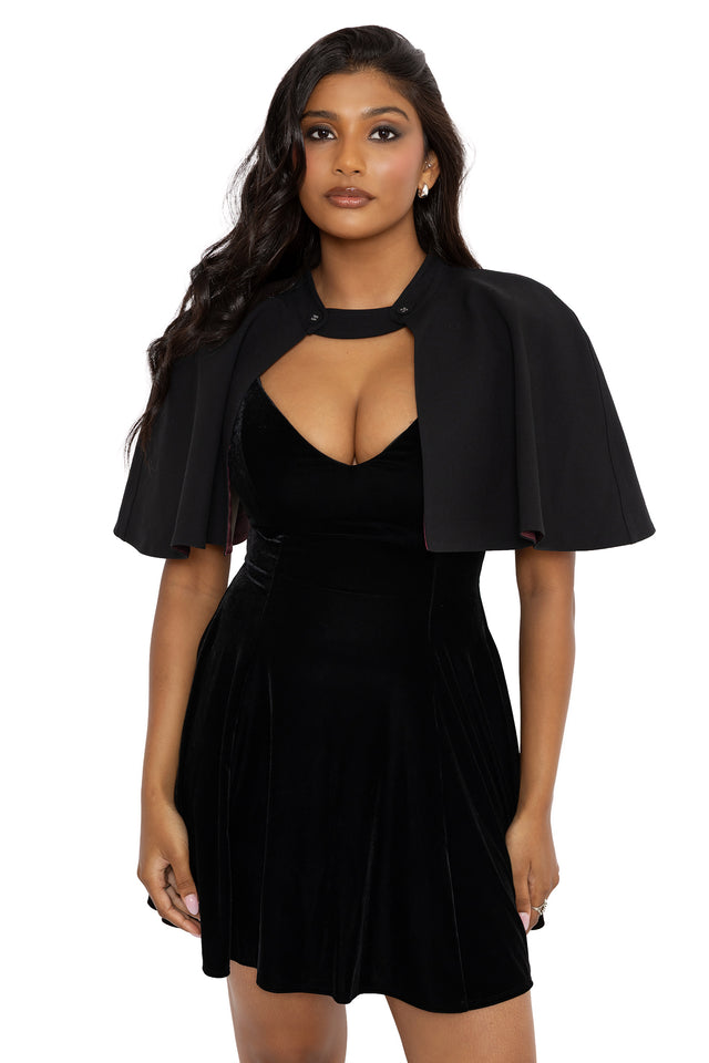 black alt dress Gothic Alt Dark Goth Punk Zippered High Collar Mini Dress – ROCK 'N DOLL main image 0