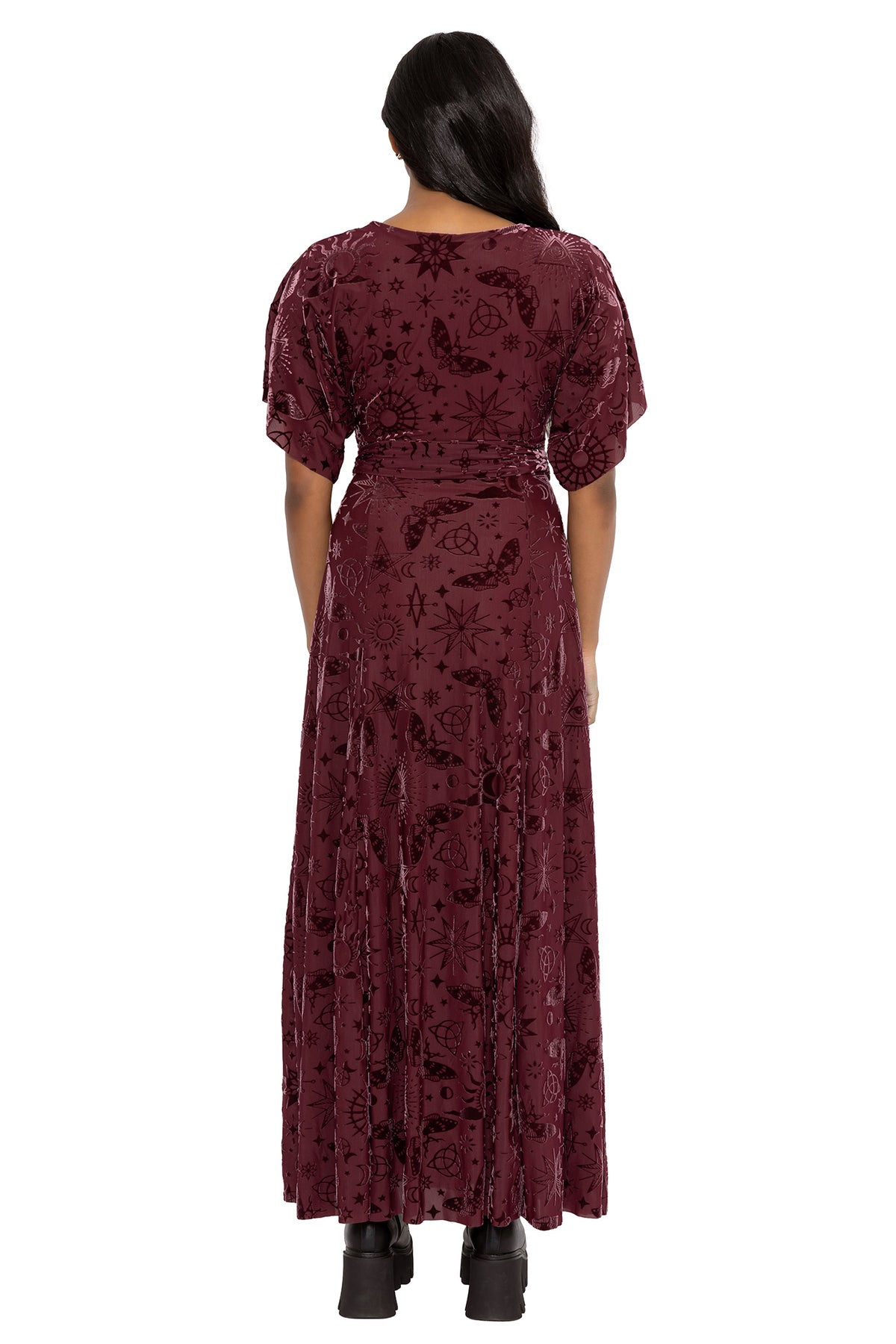 Spell Berry Burned Velvet Kimono Maxi Dress - Limited – BlackMilk Clothing