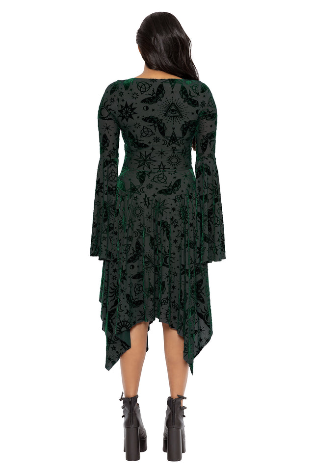 BlackMilk | Spell Pine Burned Velvet Spectre Handkerchief Dress | Green | S BlackMilk | Spell Pine Burned Velvet Spectre Handkerchief Dress | Green | S