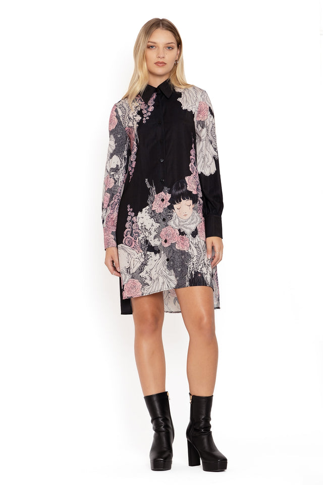 BlackMilk Clothing - Takato Yamamoto Burial Games Long Sleeve Shirt Dress