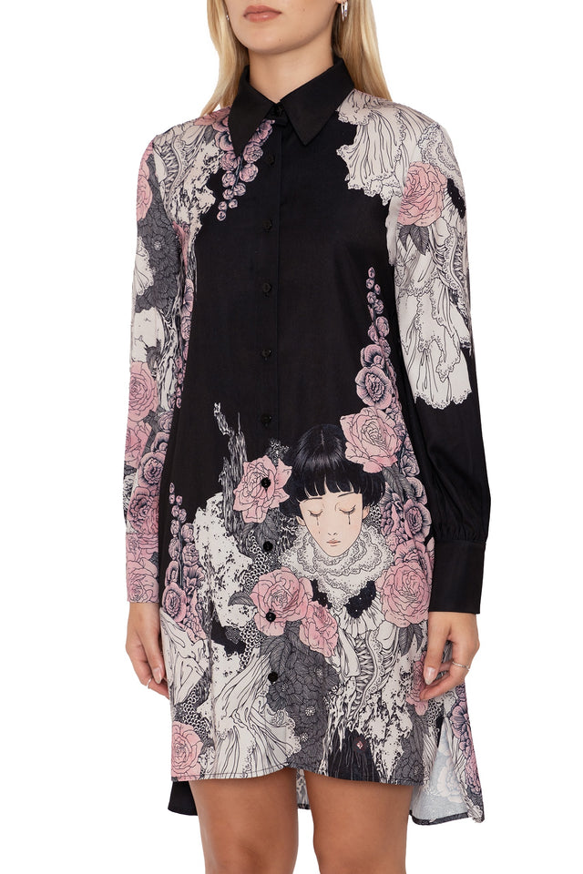 takato yamamoto burial games long sleeve shirt dress print  