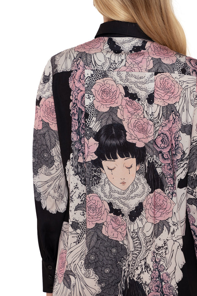 takato yamamoto burial games long sleeve shirt dress print  