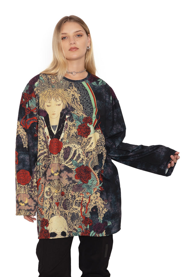 takato yamamoto shu ra long sleeve oversized tee closeup 