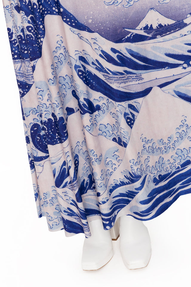 the great wave wide sleeve maxi dress print 