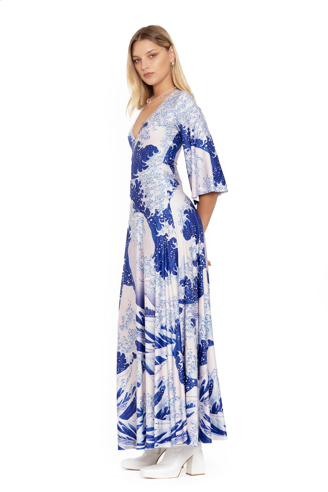 the great wave wide sleeve maxi dress side 