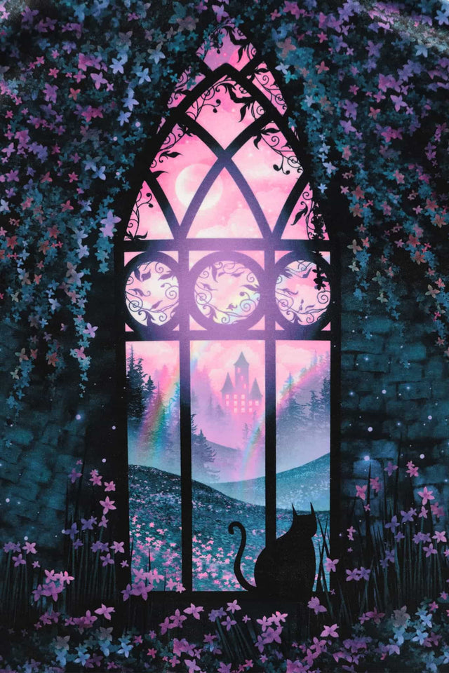 Window To The Spirit Realm Velvet Princess Midi Dress