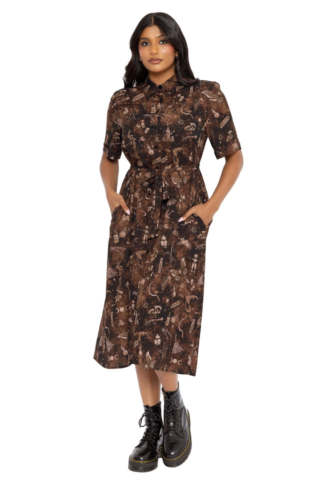 Witches Brew Midi Button Through Shirt Dress Witches Brew Midi Button Through Shirt Dress