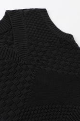 Black Textured Knit Vest