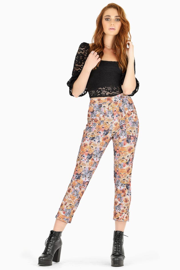 Crazy Cat Lady Cuffed Pants - Limited