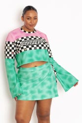 Racing Hearts Cropped Bell Sweater