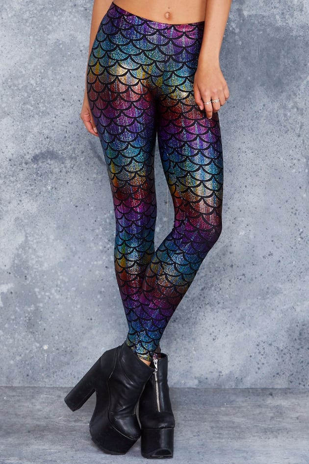Black Milk Mermaid Musk Leggings Size XS Metallic Foil Prism Low Rise  Stretch