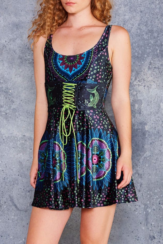 Tangled Up In Neon Velvet Reversible Corset Dress
