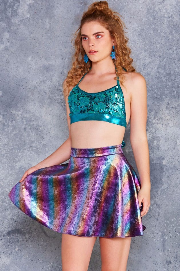 Velvet Rainbow Skater Skirt