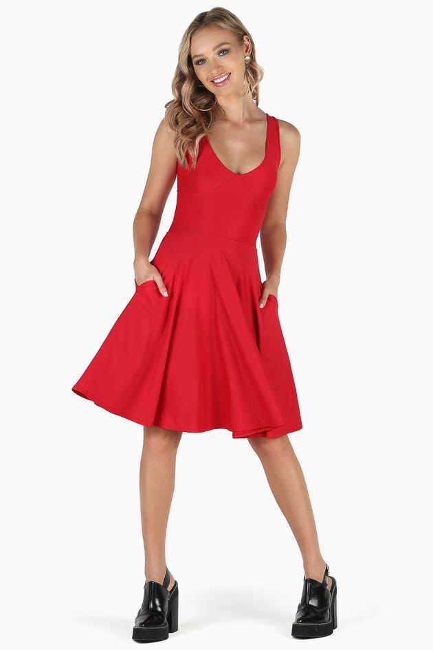 Matte Red Longline Marilyn Dress