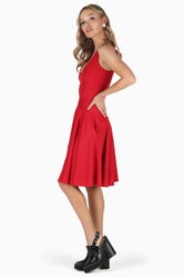 Matte Red Longline Marilyn Dress