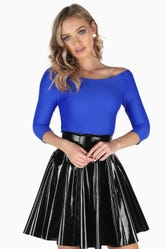 Matte Royal Blue 3/4 Sleeve Off The Shoulder Top